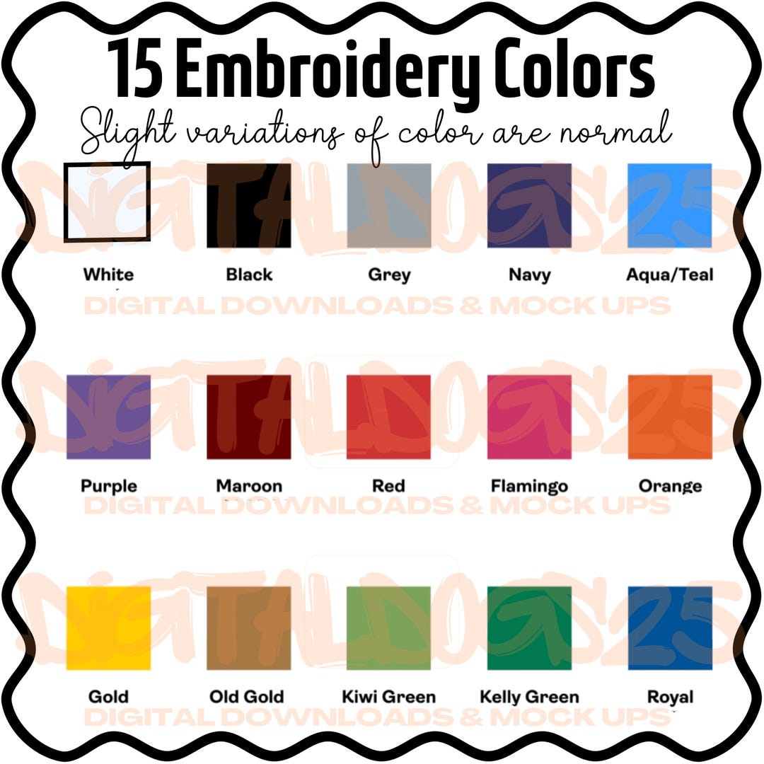 Printify Embroidery Thread Color Chart Digital Download, Embroidery ...