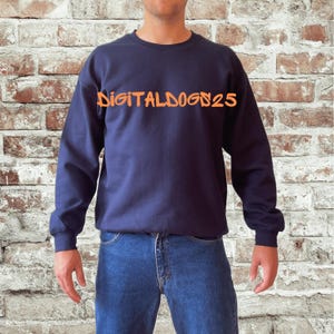Gildan 18000 Crewneck Sweatshirt Navy Mockup, Male G180 Sweater Mock-up, Real Model Navy Mockup, Men&#39;s Basic Gildan 18000 Navy Mock