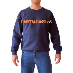 Gildan 18000 Crewneck Sweatshirt Navy Mockup, Male G180 Sweater Mock-up, Real Model Navy Mockup, Men&#39;s Basic Gildan 18000 Navy Mock