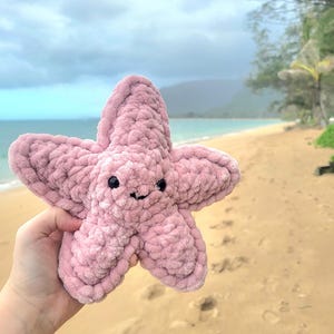Crochet Starfish Plushie Cute Pink Ocean Animal Handmade Stuffed Toy Marine Life Stuffed Animal Decor Gift for Kids Coastal Made in Hawaii