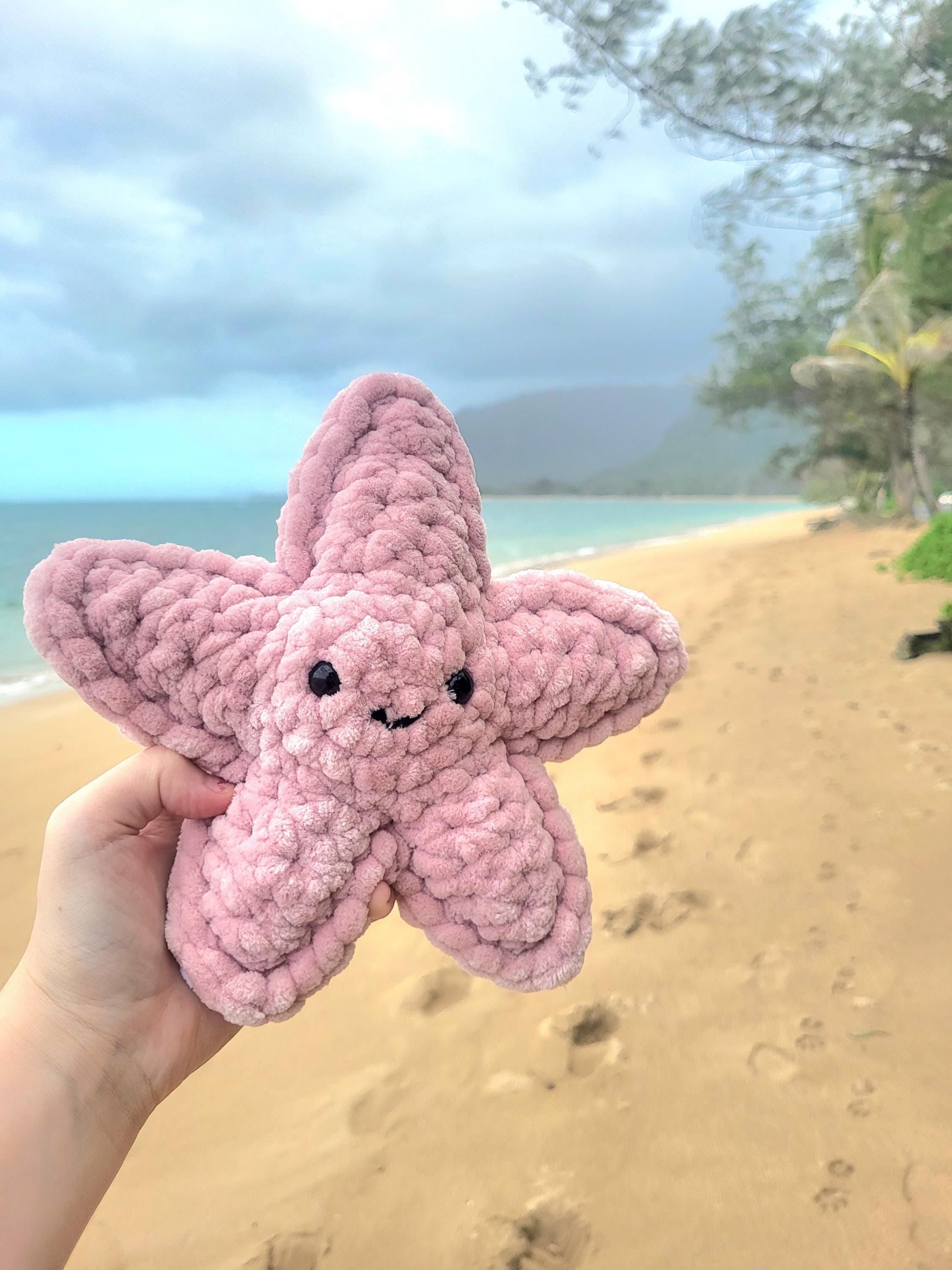 かぎ針編みのヒトデのぬいぐるみ、かわいいピンクの海の生き物、手作り