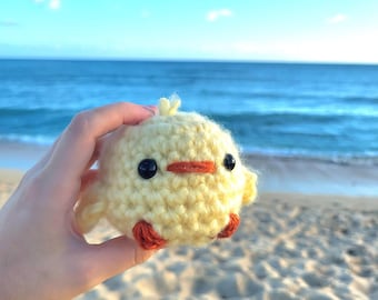 Lindo pollito de peluche de ganchillo, juguete hecho a mano, suave pájaro amarillo, regalo para niños amantes de las aves, hecho en Hawái, Empty Mind Crochet