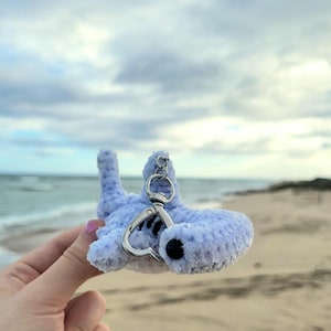 Cute Hammerhead Shark Crochet Keychain Handmade Ocean Animal Bag Charm Soft Plush Accessory Made In Hawaii Empty Mind Crochet