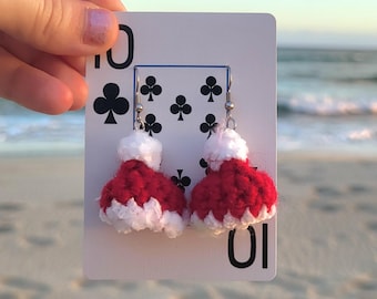 Santa Hat Weihnachten Urlaub Ohrringe handgefertigt leer Geist häkeln, Made in Hawai'i