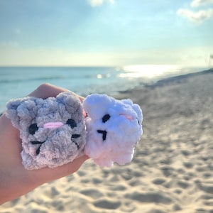 Crochet Cat Plush/Keychain Grey Or White Handmade Soft Stuffed Animal Cute Bag Charm Gift For Cat Lovers Made In Hawaii Empty Mind Crochet