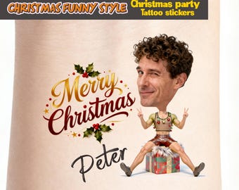 Custom Christmas Face Temporary Tattoos for Family Holiday Gatherings