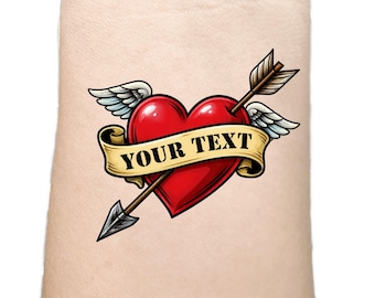 Custom Name Heart Temporary Tattoo, Mother's Day Gift
