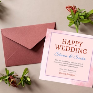 Personalized Wedding Card, Newly Married Couple Greeting Card, Watercolour Congratulations Wedding Card, Personalised Wedding, Happy Couple