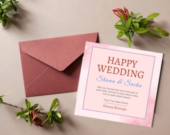 Tarjeta de boda personalizada, tarjeta de felicitación de pareja recién casada, tarjeta de boda de felicitaciones de acuarela, boda personalizada, pareja feliz