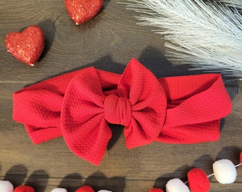 Red Big Bow Headbands, Girls Bow Head Wraps, Oversized Bow Baby Turban, Girls Big Bows, Baby Girl Hair bows.