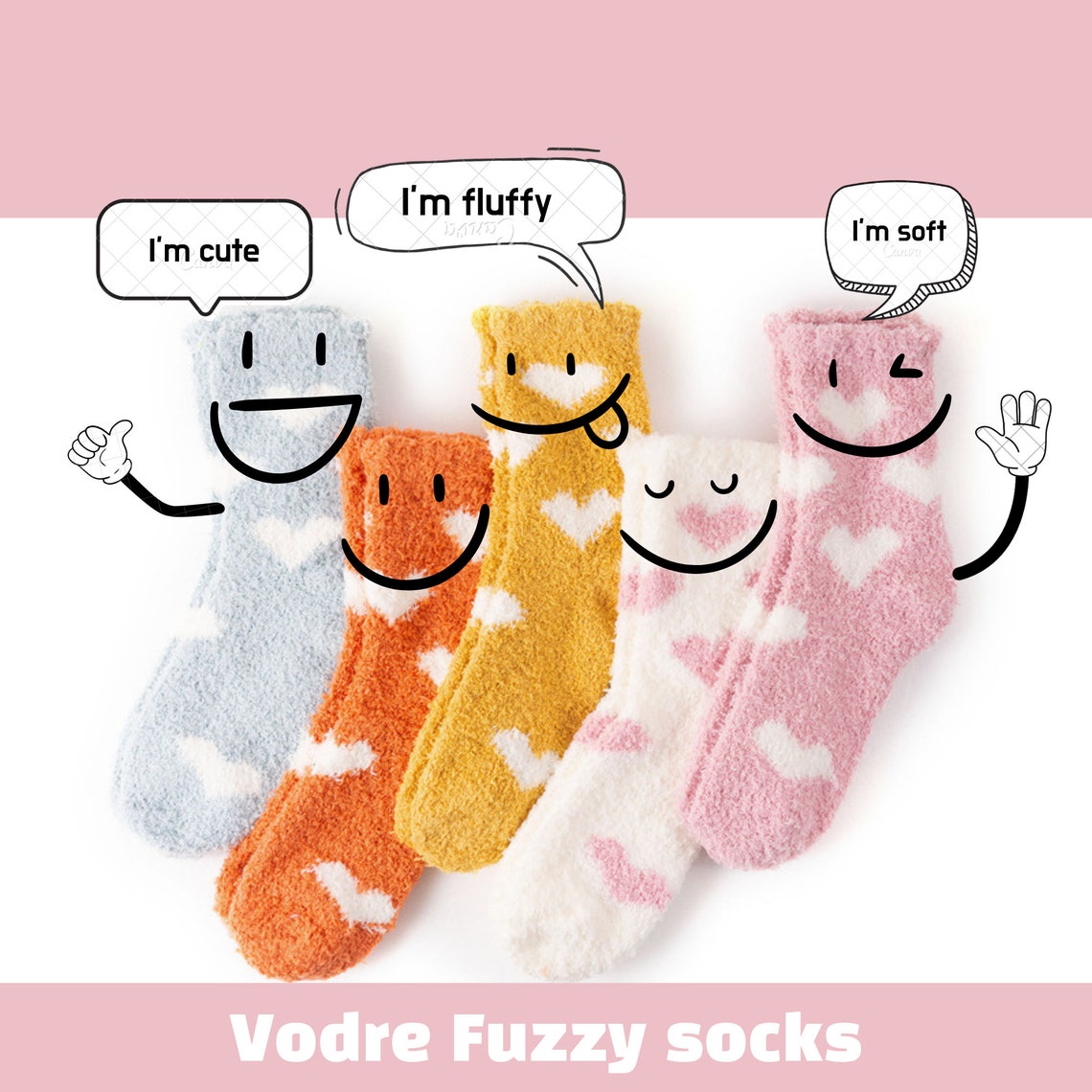 Women Fuzzy Socks Slipper Soft Cozy Socks, Heart Fuzzy Socks, Cute ...