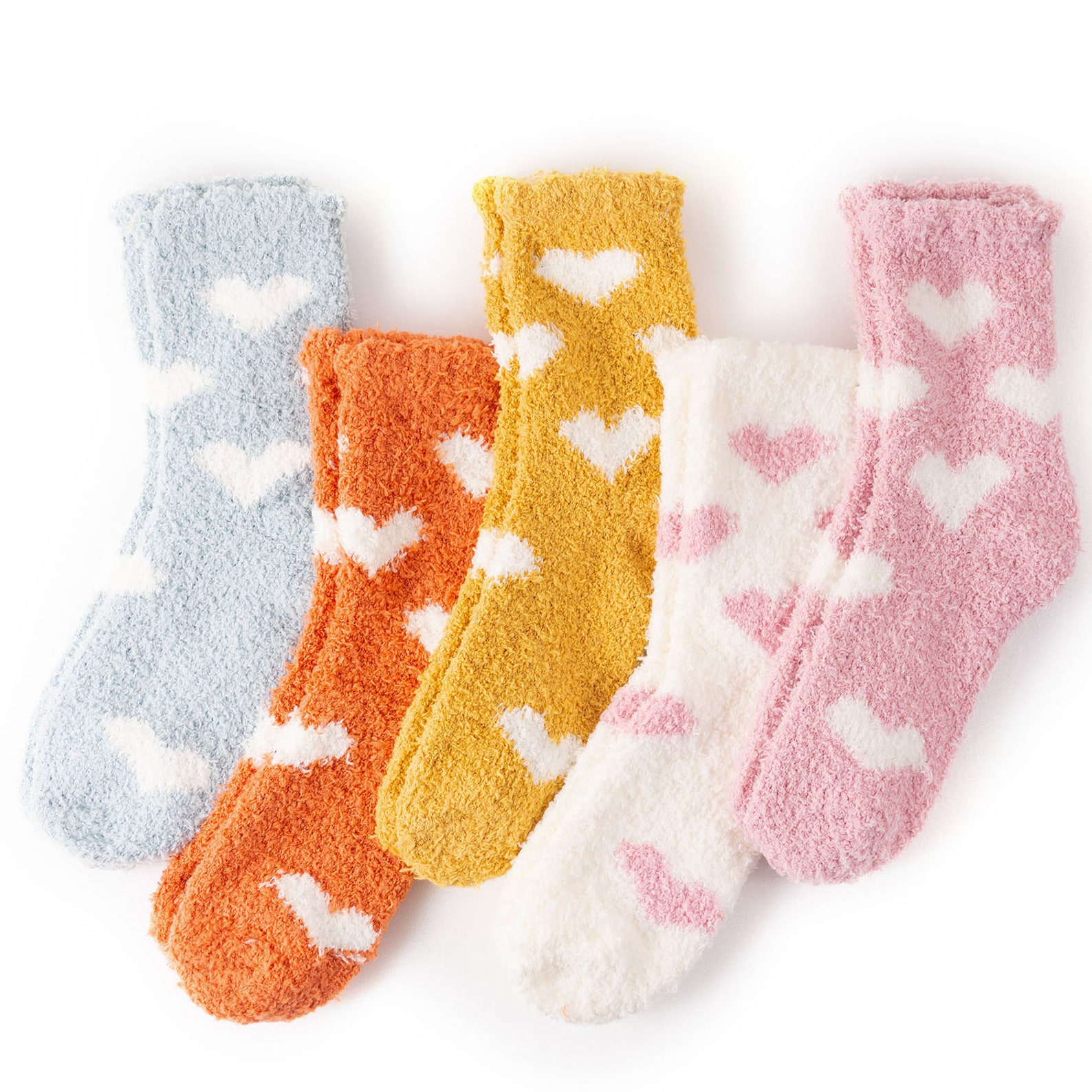 Women Fuzzy Socks Slipper Soft Cozy Socks, Heart Fuzzy Socks, Cute ...