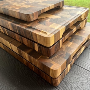 Walnut End Grain Cutting Board: Butcher Block with Juice Groove, Chopping Board, Housewarming Gift image 19