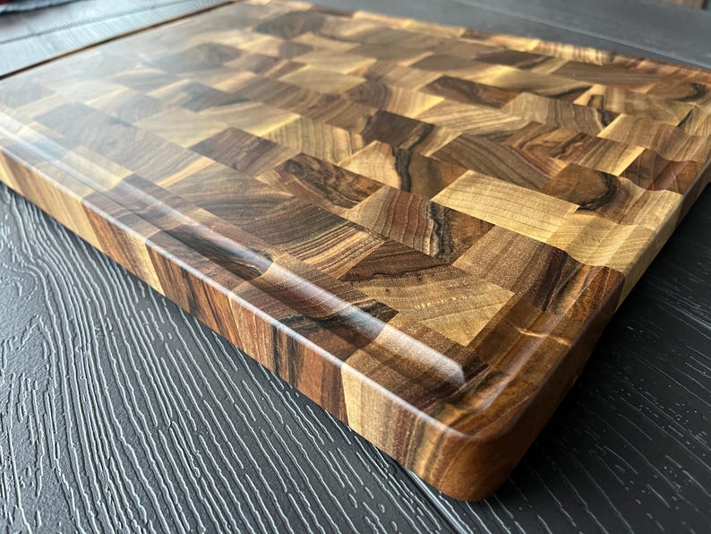 Walnut End Grain Cutting Board: Butcher Block with Juice Groove, Chopping Board, Housewarming Gift image 7