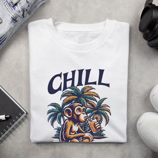 Classic T-Shirt  "Chill your Mind", Sommershirt, Affe Oberteil, trendy Outfit, Urlaub, Sonne, Strand, Geschenk, Damen- Herrenbekleidung