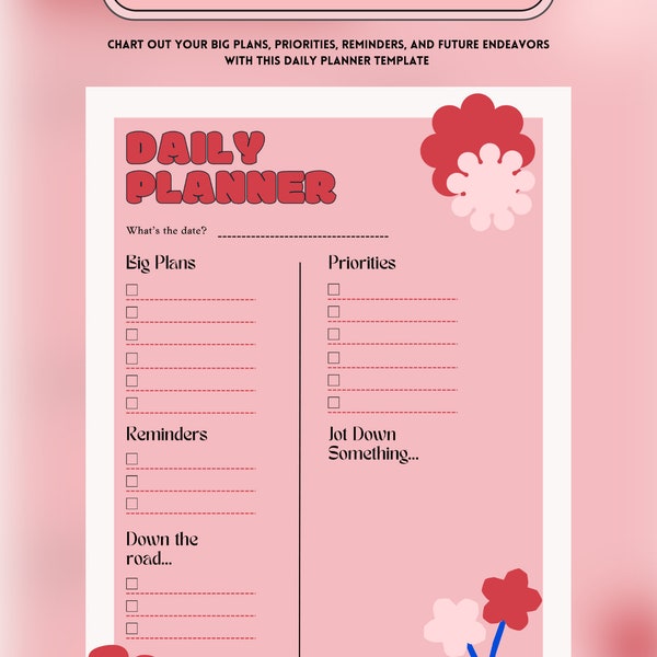 Daily Planner Template (daily chart, weekly overview, and journal entry)