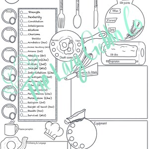 Character Sheet- Chef style!