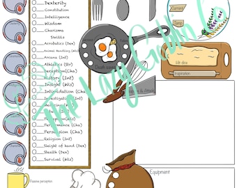 Hoja de personaje - Estilo Chef - ¡Versión en color!