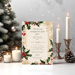 Elegante modello modificabile per invito alla festa di Natale "È il periodo più meraviglioso dell'anno" CP003, invito alla festa di Natale, festa di Natale