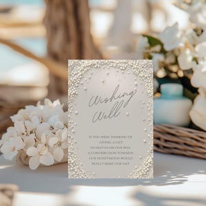 Elegante bewerkbare pastelkleurige miniparels met diamanten bruiloft wensputsjabloon W333, parelbruiloft, cadeaus en kaarten, pareldecor
