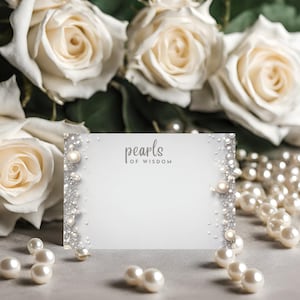 Diamants et perles modifiables élégants pour la douche nuptiale Cartes de perles de sagesse W110, cartes de conseils, conseils pour la future mariée, conseils et souhaits