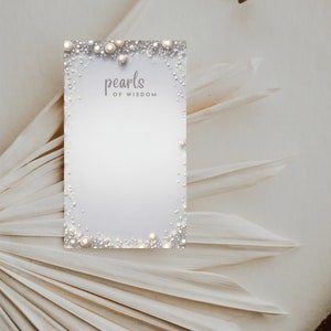 Diamants et perles modifiables élégants pour la douche nuptiale Cartes de perles de sagesse W105, cartes de conseils, conseils pour la future mariée, conseils et souhaits