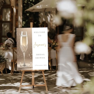 Elegant Editable Pearls and Prosecco Bridal Shower Welcome Sign Template W179, Pearl Bridal Shower, Pearl Bridal Shower, Prosecco and Pearl