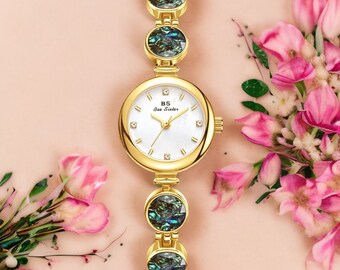 Zierliche Uhr | Louise Gem Uhr, Gold | Bunte Uhr | Damen-Armbanduhr | Geschenk für Sie | Vintage Stye Uhr | Muttertagsgeschenk, ihr Geschenk