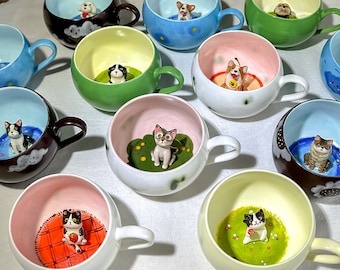 Custom Great Pet Handmade Coffee Mug Personalized Cat Mug Birthday Gift for Pet Owner Family Gift Cute Dog Puppy Cappuccino Mug Hidden Cup