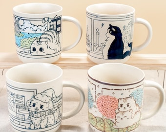 Custom Cute Pet Mug Handpainted 500ml Cartoon Coffee Cat Mug Personalized Ceramic Handmade Dog Mug Unique Manga Mug Special Gift for Owner