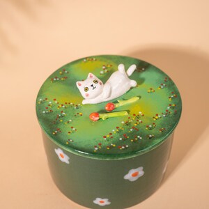 Urna na prochy zwierząt Green Meadow, ręcznie robiona, ręcznie malowana, ceramiczna, ceramiczna, na prochy, ceramiczna, spersonalizowana pamiątka