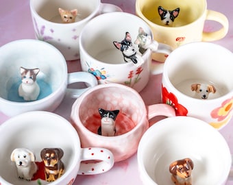 Tazza per animali domestici personalizzata Tazza da caffè in ceramica fatta a mano Tazza per gatti personalizzata Regalo di compleanno per la famiglia del proprietario dell'animale domestico Tazza per cani unica Inviaci la foto del tuo animale domestico