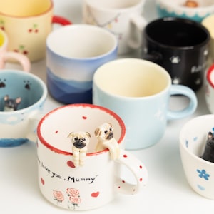 Custom Pet Mug Personalized Handmade Ceramic Dog Coffee Mug with Special Pattern Unique Cat Mug Birthday Gift for Pet Owner Fruit Cherry Mug