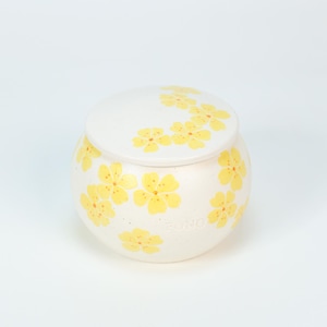 Personalized Yellow Flower Pet Urn Custom Floral Dog Urn Handmade Cat Pottery Urn Handmade Forget Me Not Keepsake Pet Loss Memorial Gift