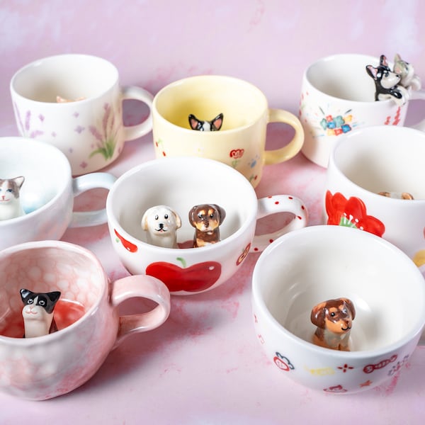 Personlaized Pet Mug Custom Your idea Handmade Coffee Mug Birthday Gift for Pet Owner Family Gift Cute Dog  Cappuccino Mug Hidden Animal Cup