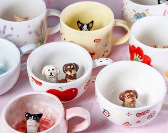 Tazza per animali domestici personalizzata La tua idea Tazza da caffè fatta a mano Regalo di compleanno per il proprietario dell'animale domestico Regalo di famiglia Tazza da cappuccino per cani carini Tazza con animali nascosti