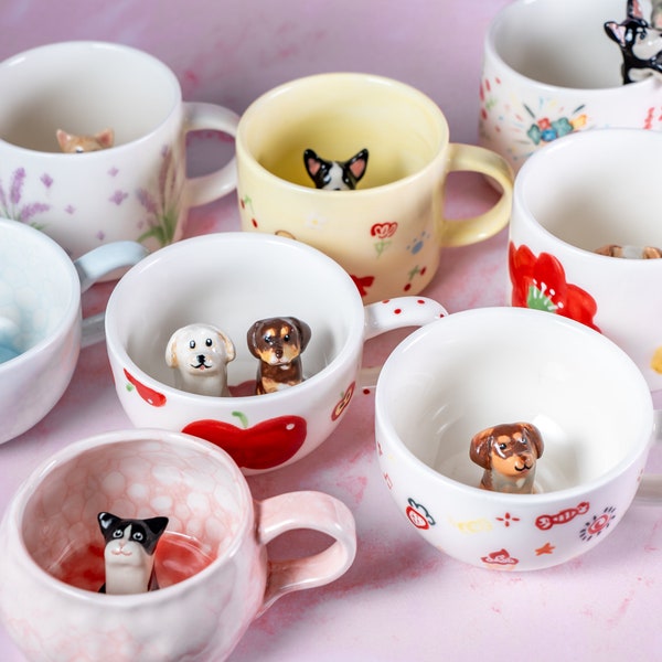 Personlaized Pet Mug Custom Your idea Handmade Coffee Mug Birthday Gift for Pet Owner Family Gift Cute Dog  Cappuccino Mug Hidden Animal Cup