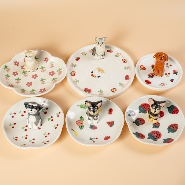 Custom Pet Ring Dish Pet Figurine Ceramic Jewelry Holder For Pet Lover Handmade Dog Trinket Dish Personalized Pet Lover Gift Y2K