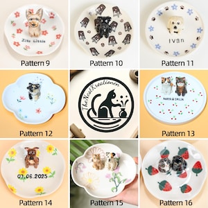 22 Patterns Custom Pet Ceramic Ring Dish Personalized Cat Figurine Ceramic Jewelry Holder Dog Lover Handmade Pet Lover Gift Trinket Dish Pattern 9-16