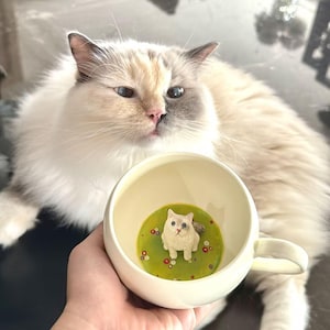 Custom Pet Mug Handmade Cat Figured Coffee Mug Personalized Dog Cappuccino Mug Gift for Pet Owner Hidden Animal Cup Cute Dog Puppy Cup