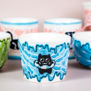 Swimming Pet Sky Blue Coffee Mug Handmade Pet Cup Animal Pattern Espresso Cup Pet Owner Gift Idea Birthday Gift Whimsical Kitchenware