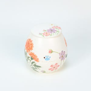 Multicolored Forget me not Ceramic Pet Urn Custom Handmade Dog Pottery Urn Handpainted Urn for Ashes Special Memory Ceramic Urn Pet Portrait