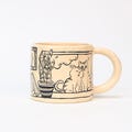 Cozy Cat Ceramic Mug Handpainted Illustration Coffee Cup Aesthetic Home Decor Kitty Lover Gift Cute Animal Art Drinkware Handmade Pottery