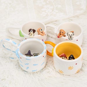 Personalized Pet Coffee Mug Custom Ceramic Peekaboo Cat Mug Pet Lover Gift Housewarming Gift Cute Dog Puppy Cappuccino Mug Hidden Cup