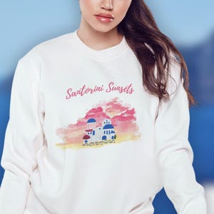 Greece Sweater, Santorini Sweatshirt, Santorini Sunset Top, Greek Gift, Santorini Greece, Greek Unisex Sweatshirt, Greece Pullover