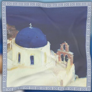 Santorini Scarf, Blue Greek Scarf, Grecian Mantilla, Chic Foulard, Large Square Scarf,Small Neck Scarf,Airy and Light Greece Inspired Gift