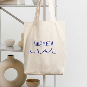 Kalimera Bag: Greek Cotton Canvas Tote - Athens, Santorini, Mykonos