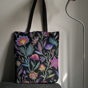 花柄刺繍トートバッグ 黒 M_ | 花柄刺繍トートバッグ (すべて ) |SHEL'TTER WEBSTORE