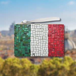 Sac Italie - Petit sac Pochette drapeau italien - Sac à main italien en cuir végétalien - Sac à main avec drapeau Italie - Cadeau Rome Italie Mode pour elle