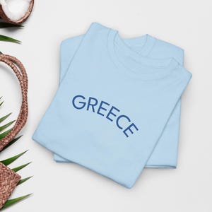 Embroidered Greece T-Shirt: Organic Cotton Greek Travel Tee